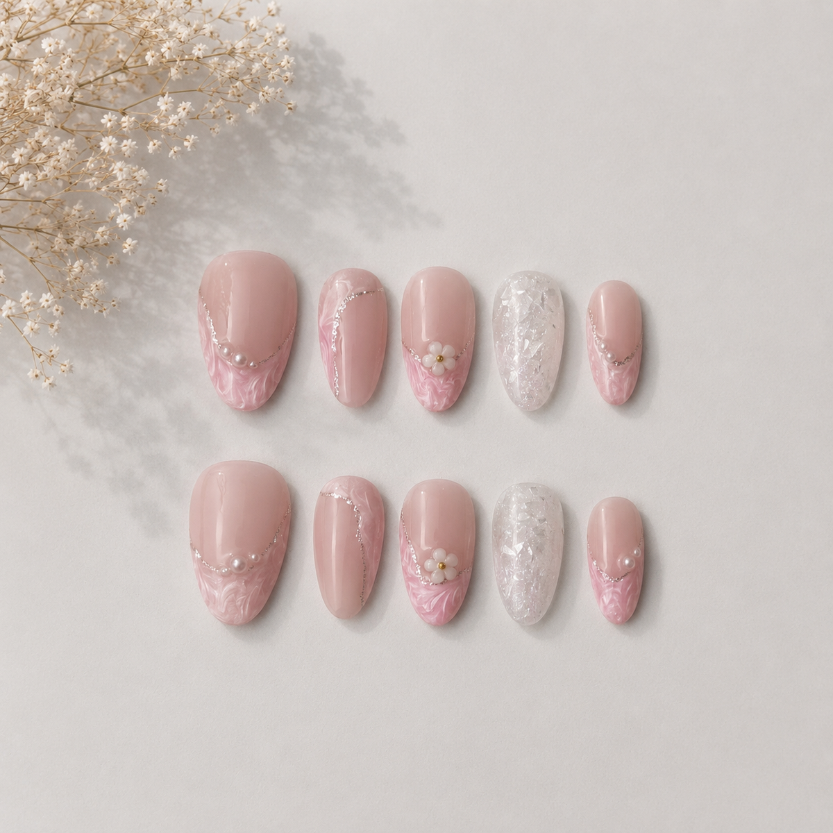 Blush Petals Press On Nails