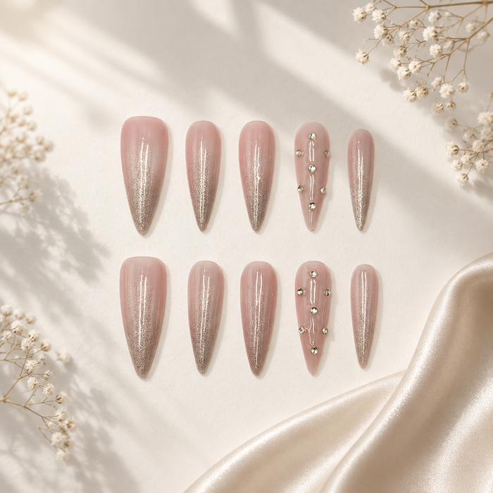 Blush Stardust Press On Nails