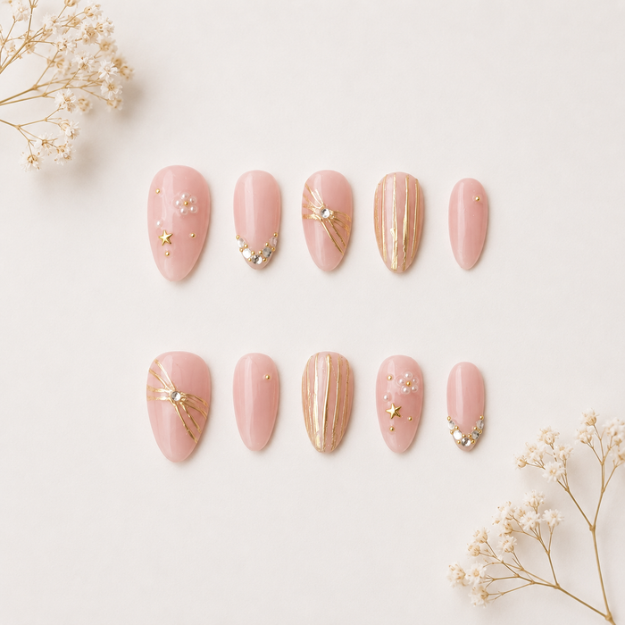 Golden Starlight Press On Nails