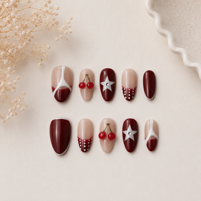 Cherry Charm Press On Nails