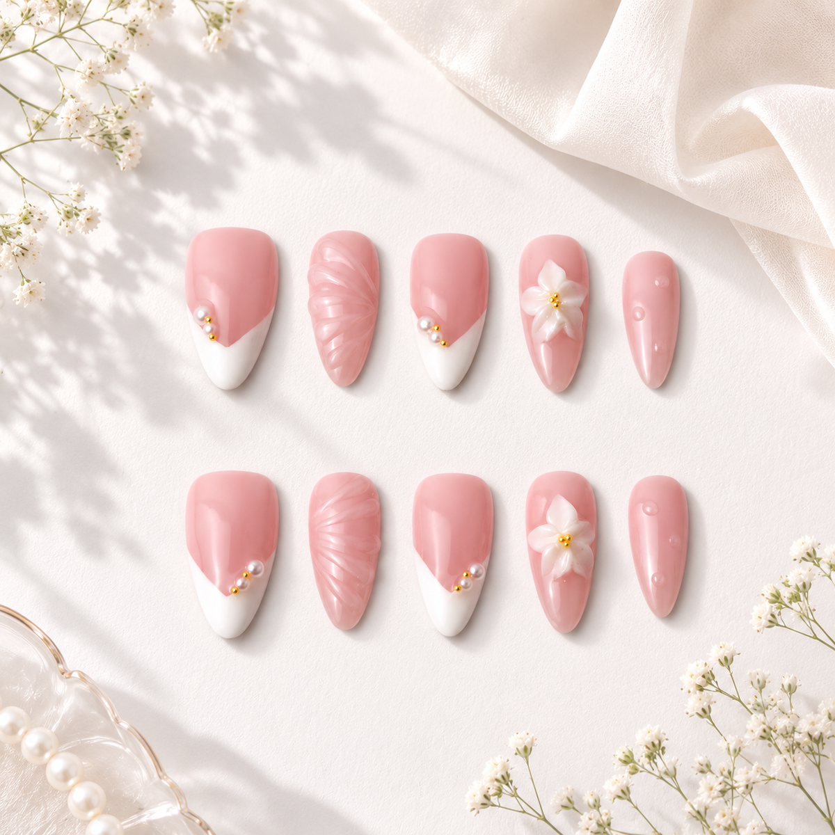 Blush Petal Almond Press On Nails