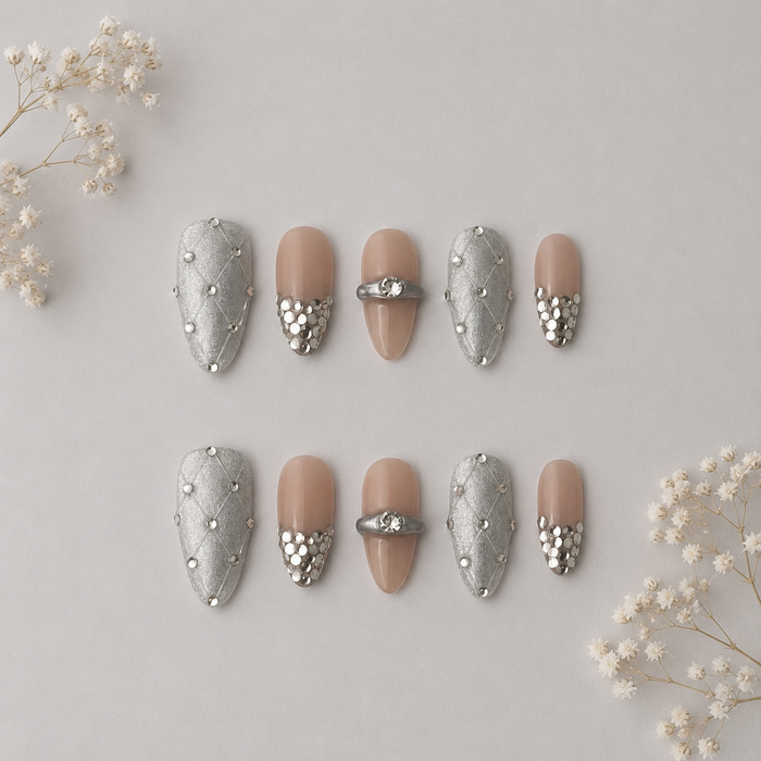 Crystal Luxe Almond Press On Nails