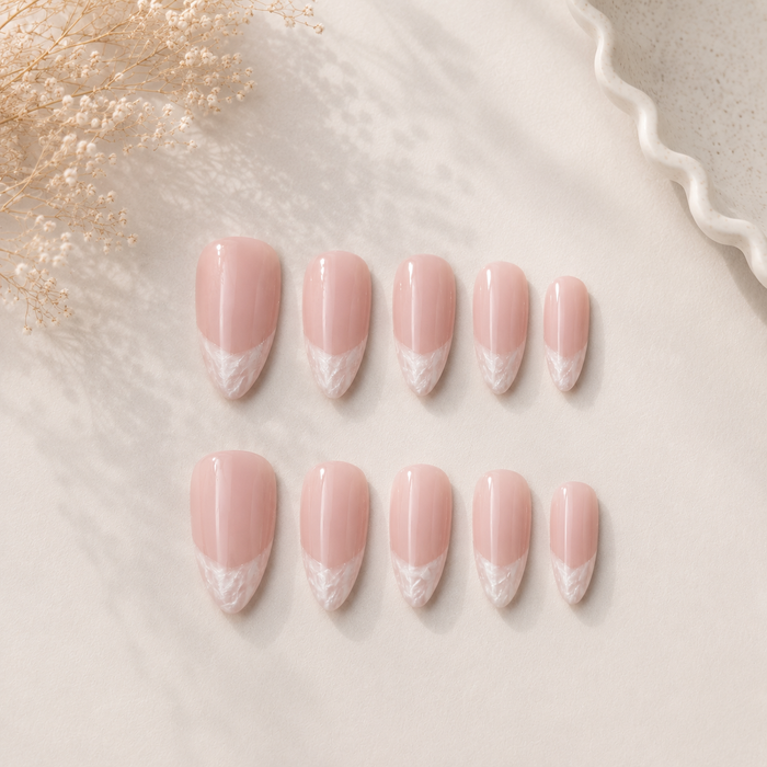 Pearl Marble French Press On Nails