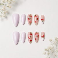 Cherry Milk Long Almond Press On Nails