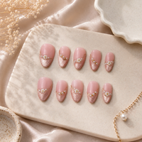 Blush Petal Pearl Almond Press On Nails