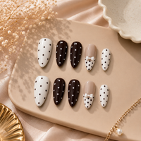 Mocha Polka Dot Almond Press On Nails