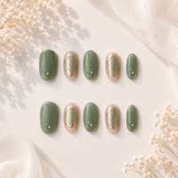 Sage Mirror Oval Press On Nails