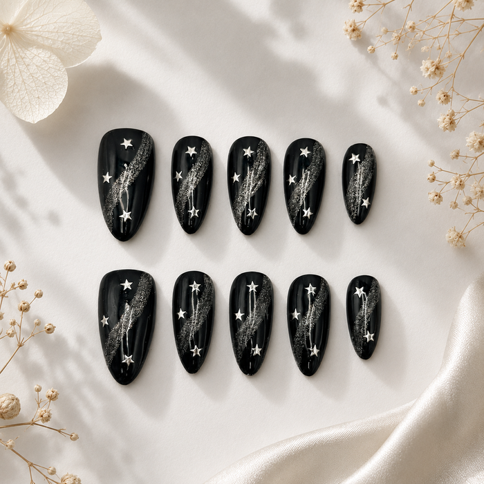 Midnight Stardust Press On Nails