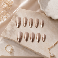 Champagne Glaze Chrome Almond Press On Nails