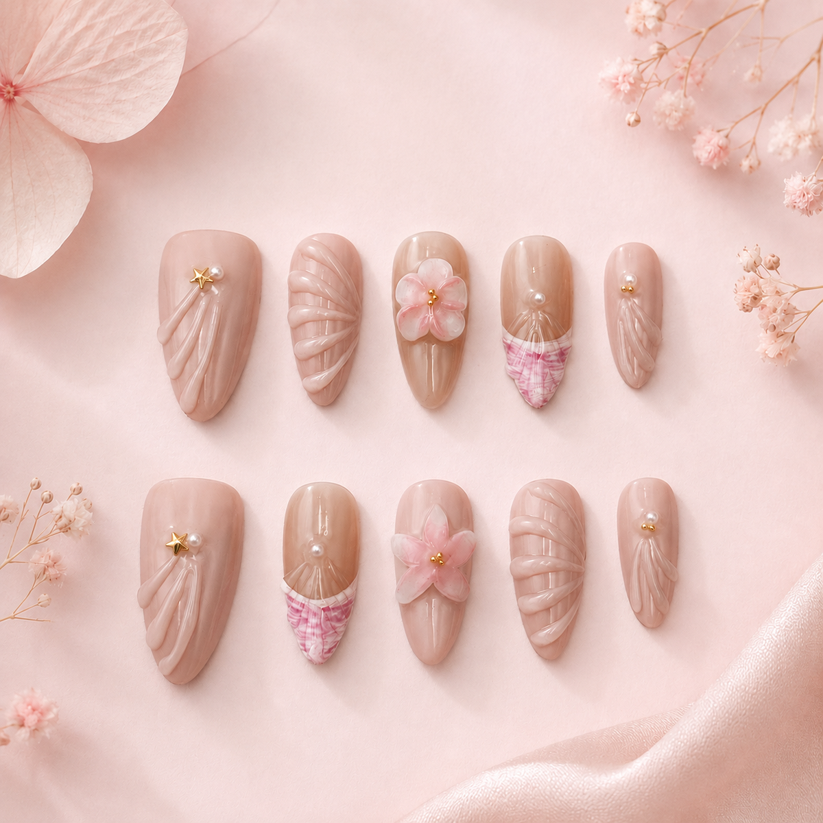 Blush Seashell Press On Nails
