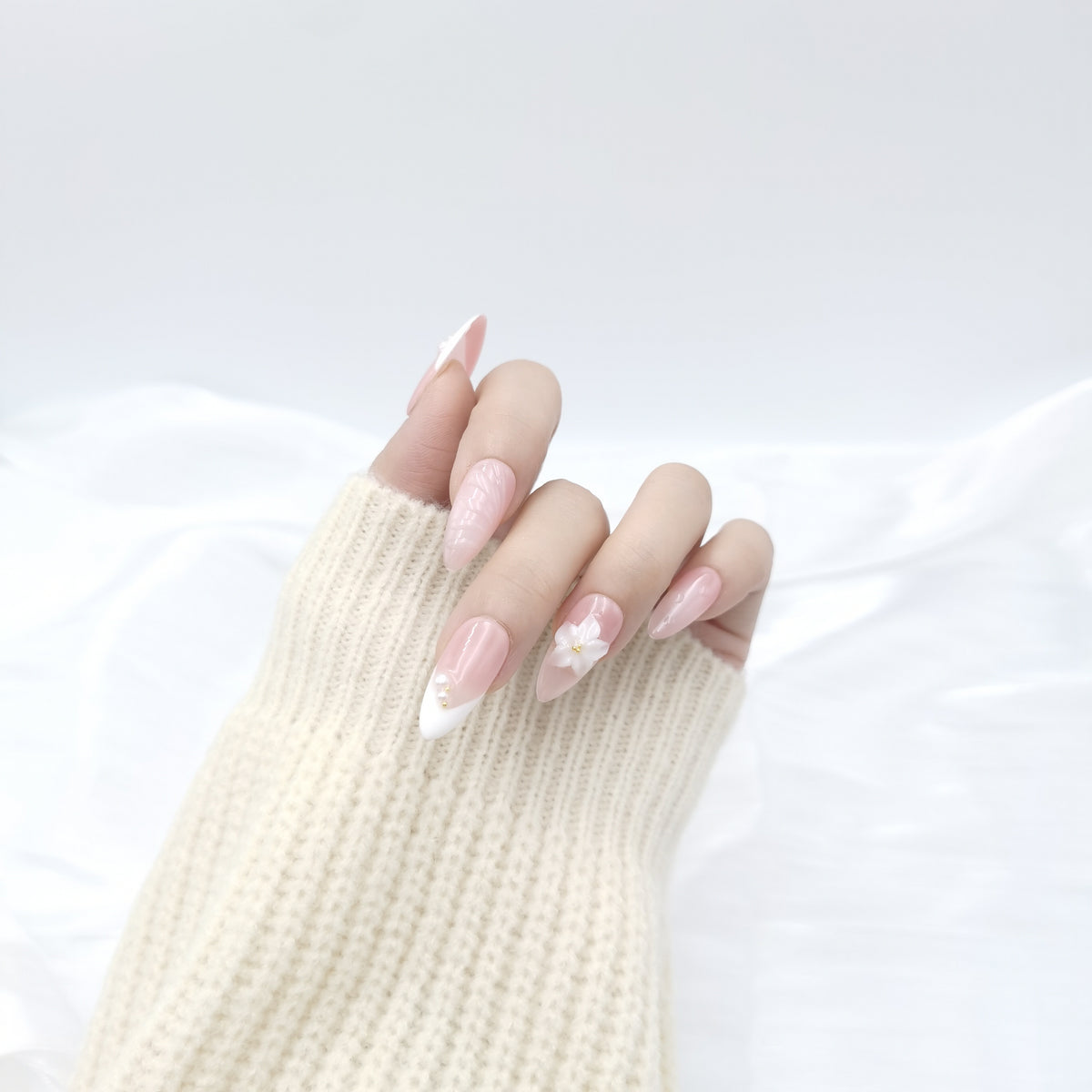 Blush Petal Almond Press On Nails