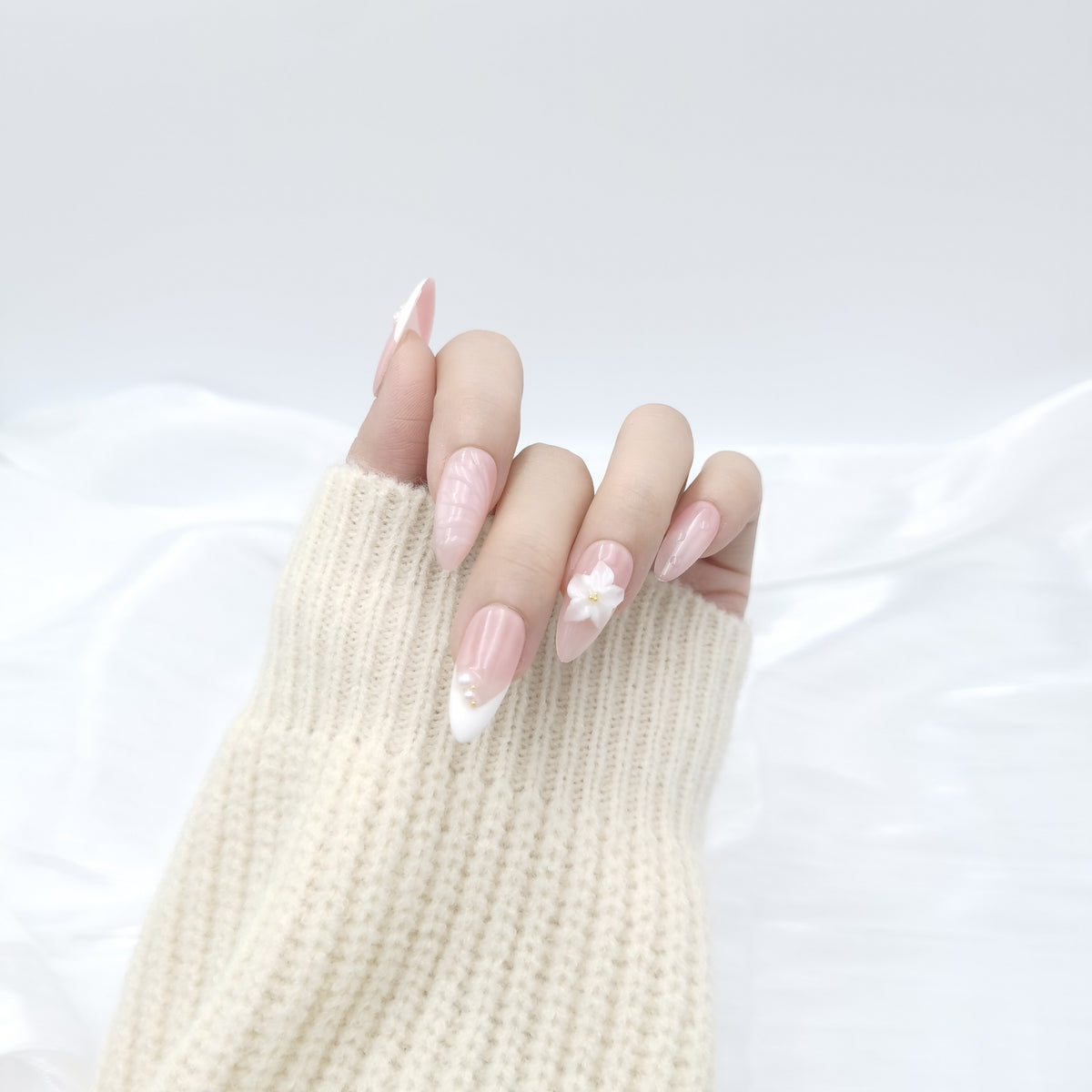 Blush Petal Almond Press On Nails