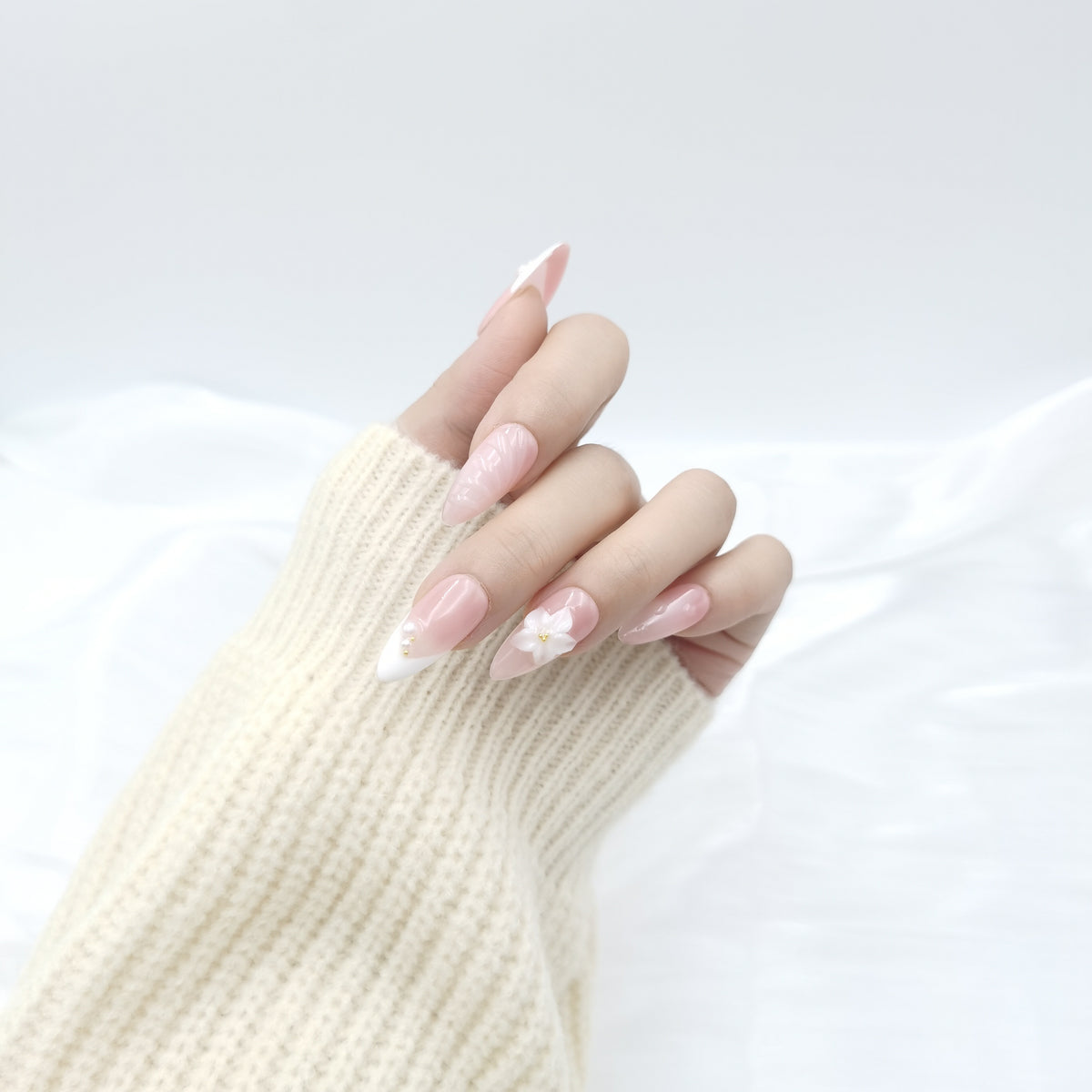 Blush Petal Almond Press On Nails