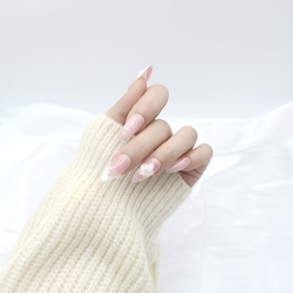 Blush Petal Almond Press On Nails