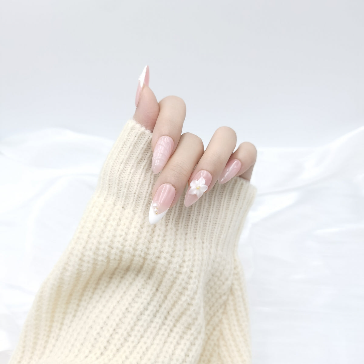 Blush Petal Almond Press On Nails