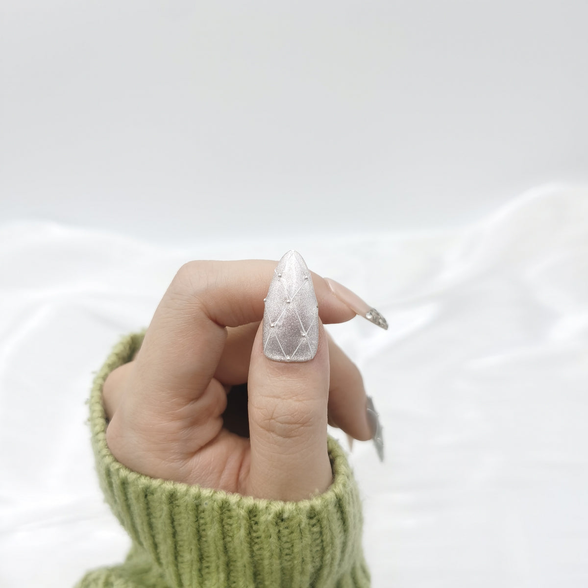 Crystal Luxe Almond Press On Nails