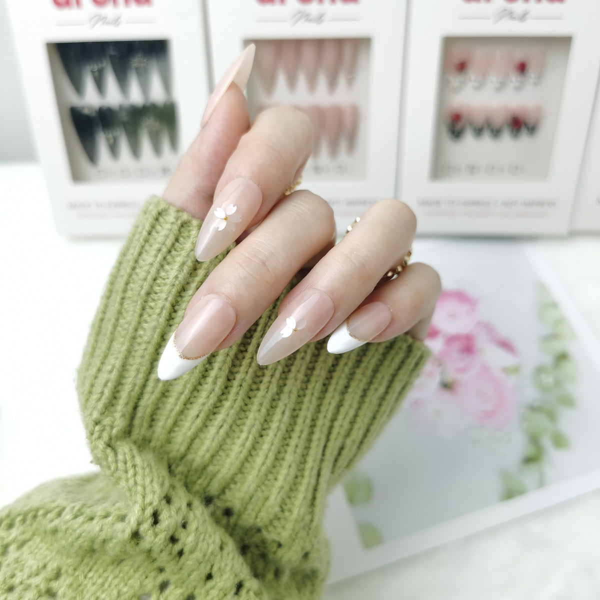 Cherry Blossom Long Almond Press On Nails