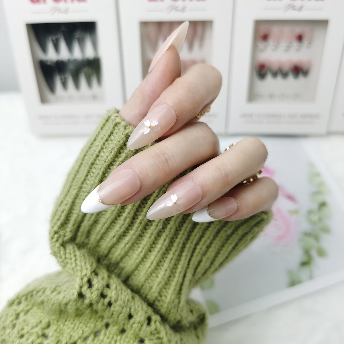 Cherry Blossom Long Almond Press On Nails