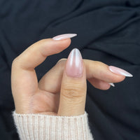 Moonlit Pearl Pink Chrome Almond Press On Nails