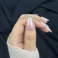 Moonlit Pearl Pink Chrome Almond Press On Nails