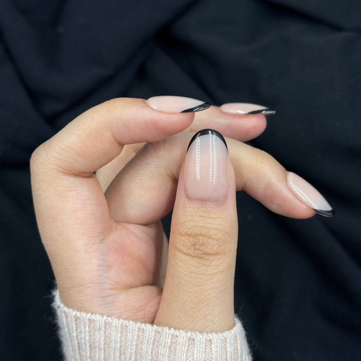 Midnight French Nude Oval Press On Nails