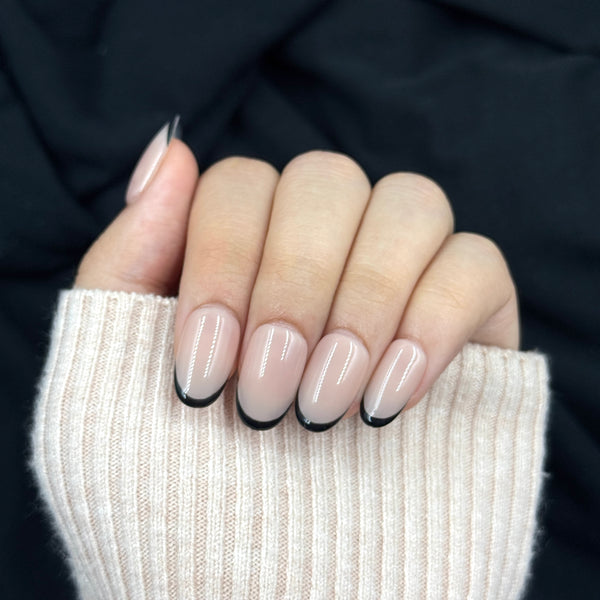 Midnight French Nude Oval Press On Nails