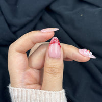 Blossom Whisper Pink Floral Almond Press On Nails