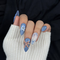 Bluebell Whisper Floral Almond Press On Nails