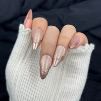 Champagne Glaze Chrome Almond Press On Nails