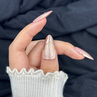 Champagne Glaze Chrome Almond Press On Nails