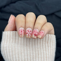 Cherry Blush Glitter Coffin Press On Nails