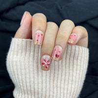 Cherry Blush Glitter Coffin Press On Nails