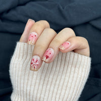 Cherry Blush Glitter Coffin Press On Nails