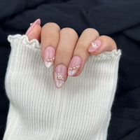 Blush Petal Pearl Almond Press On Nails