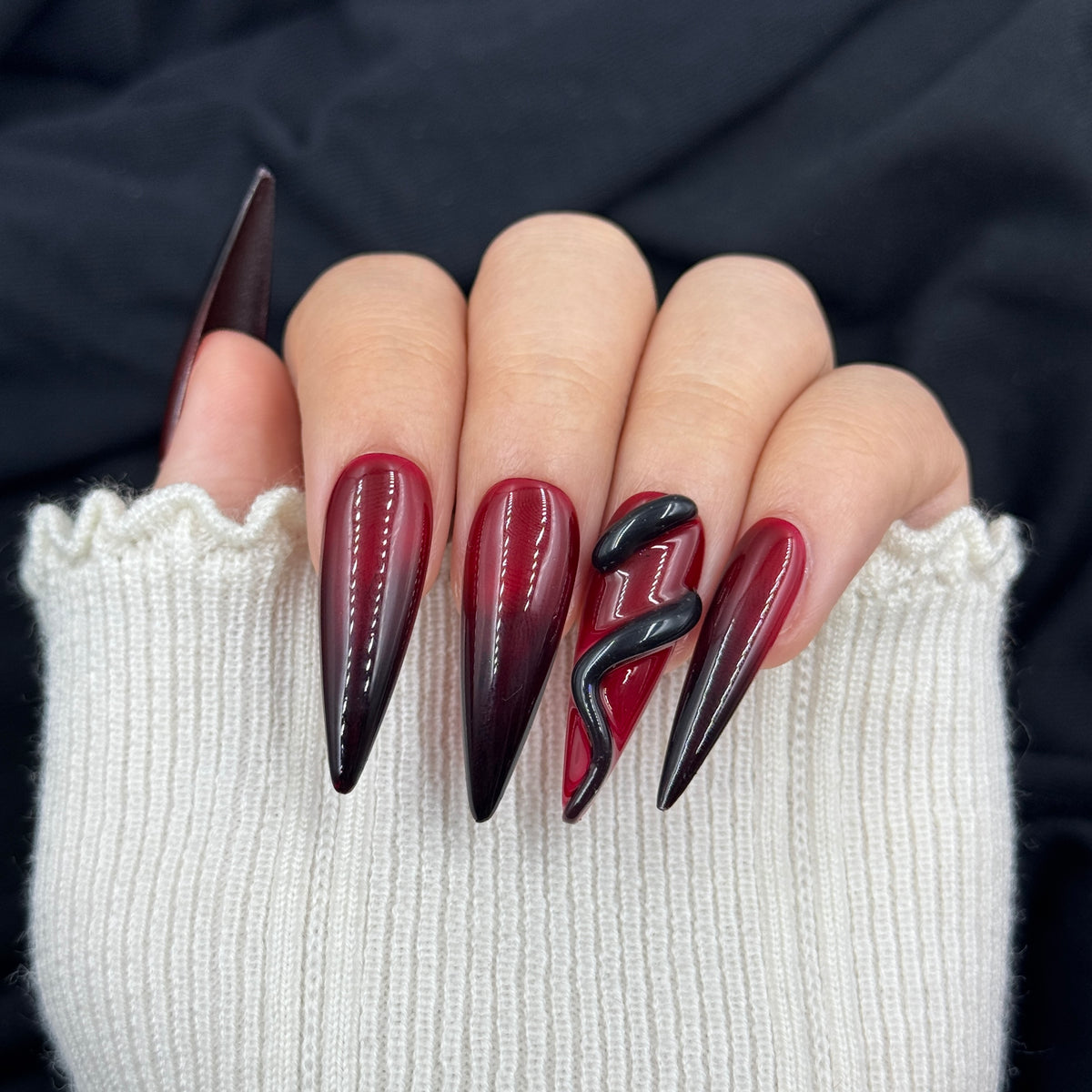 Crimson Serpent Stiletto Press On Nails