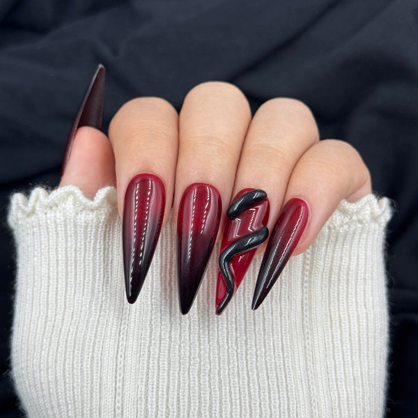 Crimson Serpent Stiletto Press On Nails