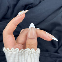 Ivory Blossom Long Almond Press On Nails
