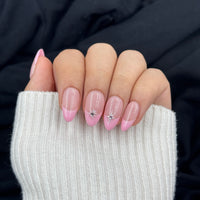 Pink Star French Almond Press On Nails