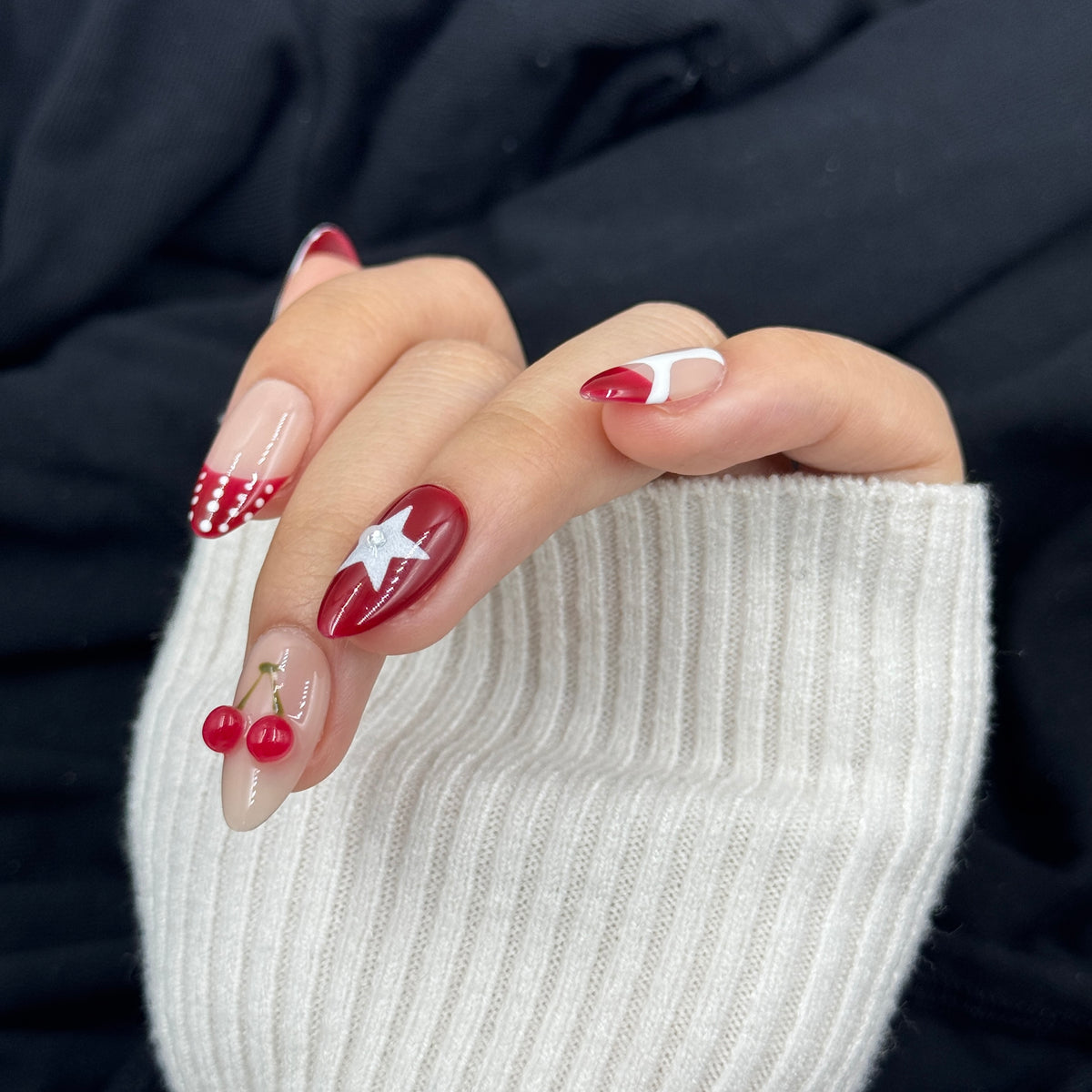 Cherry Charm Press On Nails
