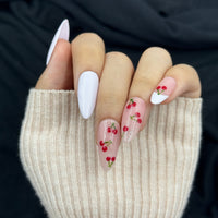 Cherry Milk Long Almond Press On Nails