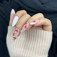 Cherry Milk Long Almond Press On Nails