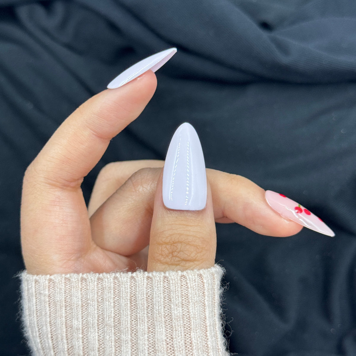 Cherry Milk Long Almond Press On Nails