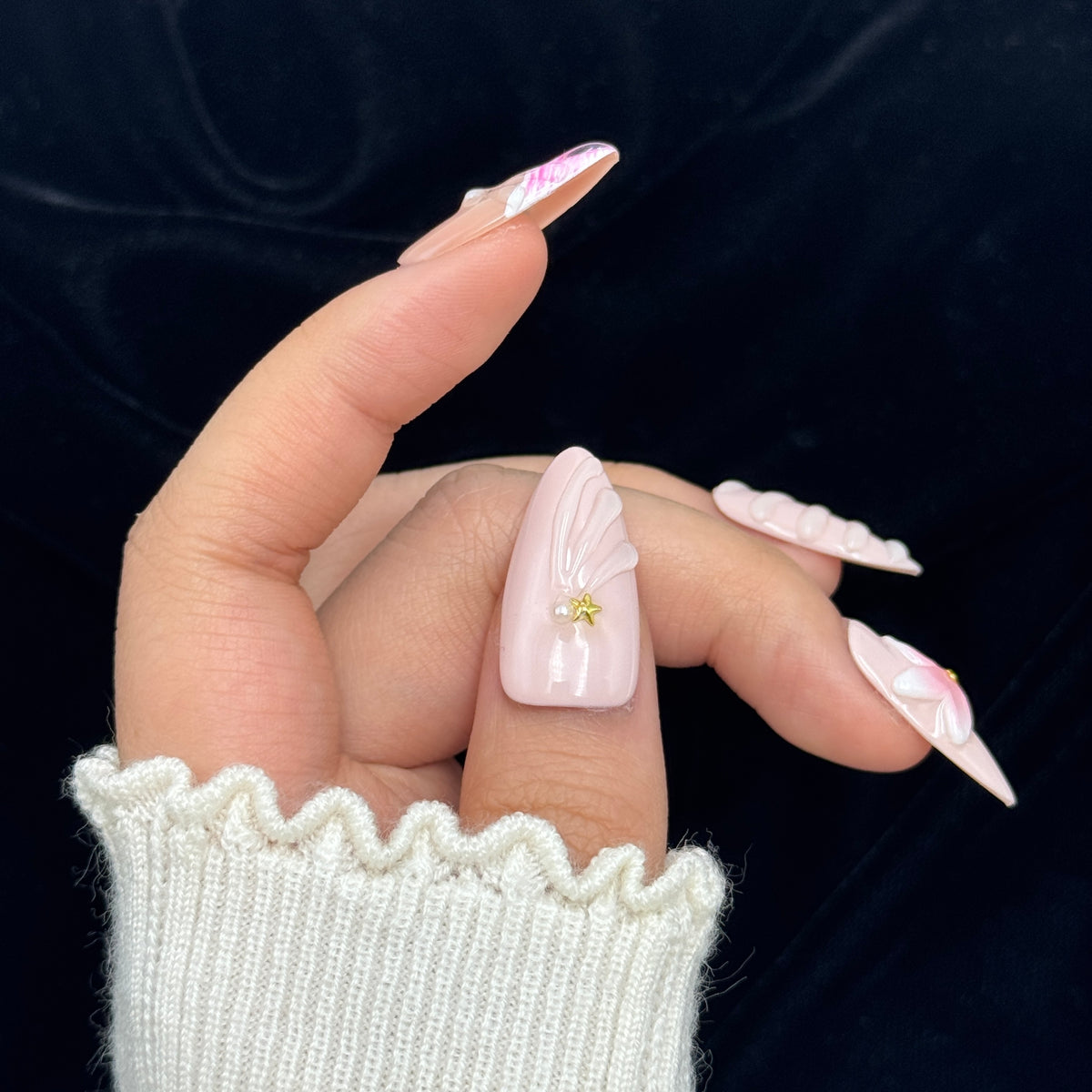 Blush Seashell Press On Nails