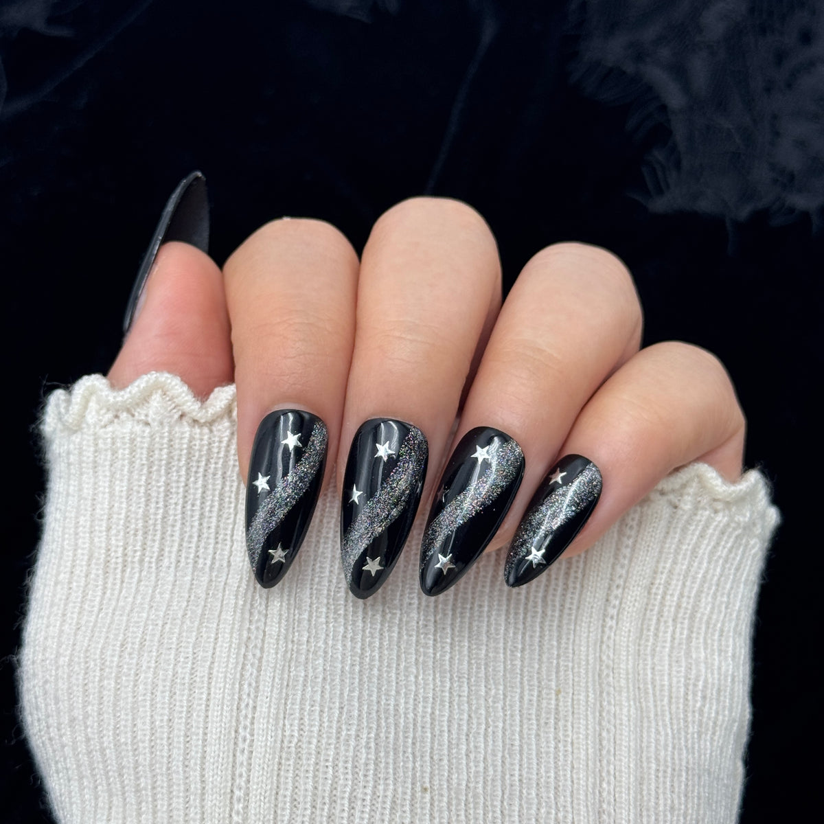 Midnight Stardust Press On Nails