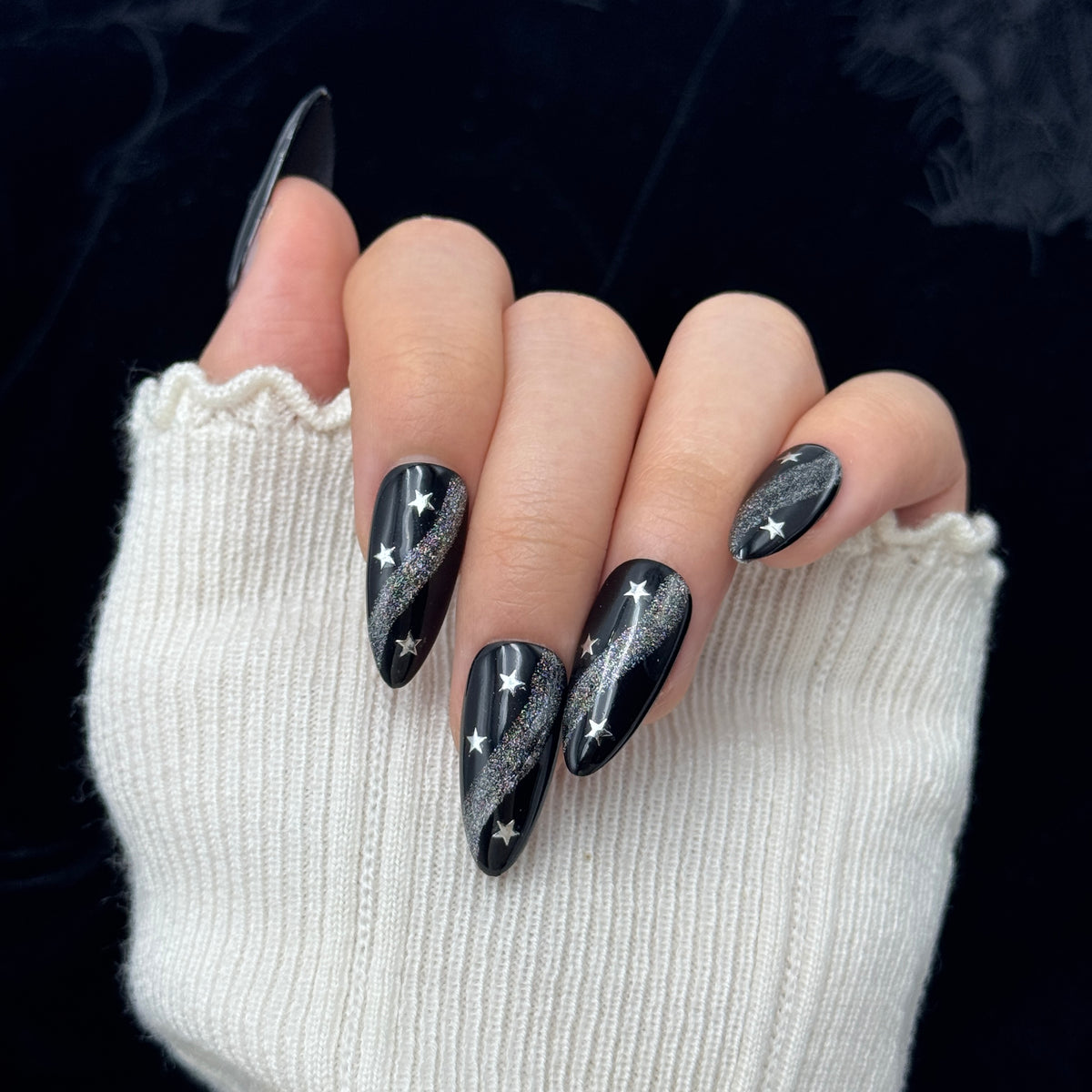 Midnight Stardust Press On Nails