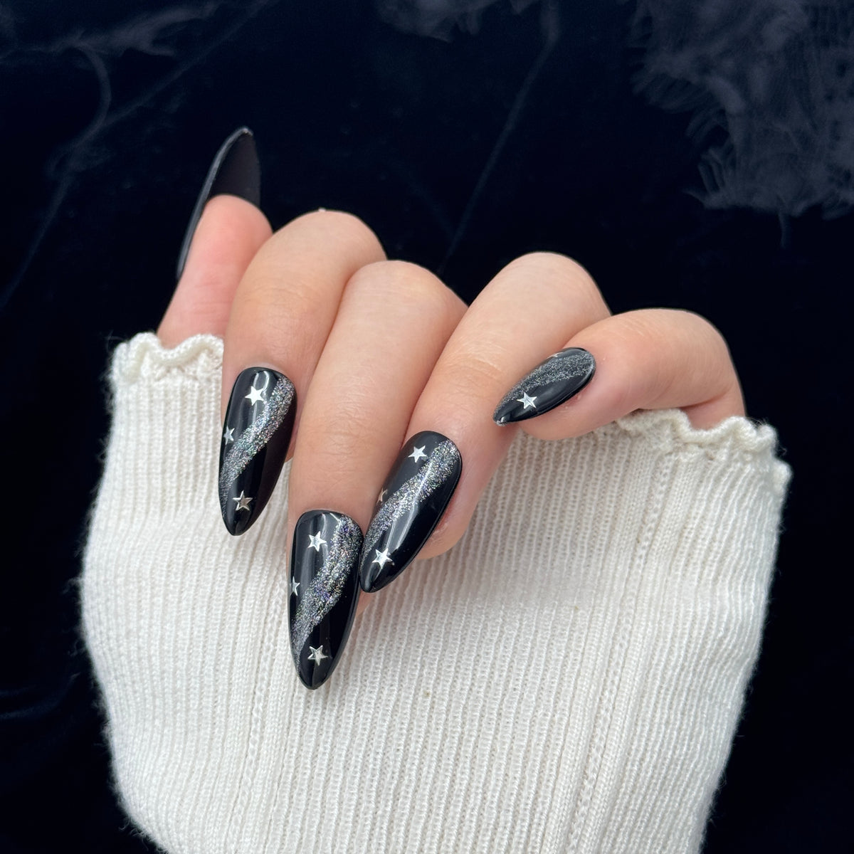 Midnight Stardust Press On Nails