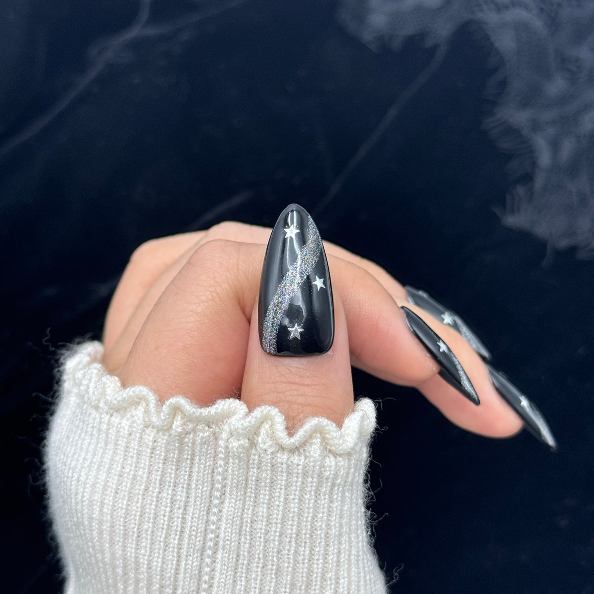 Midnight Stardust Press On Nails