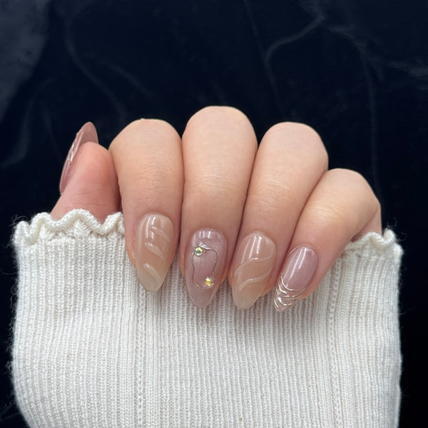 Mocha Silk Almond Press On Nails