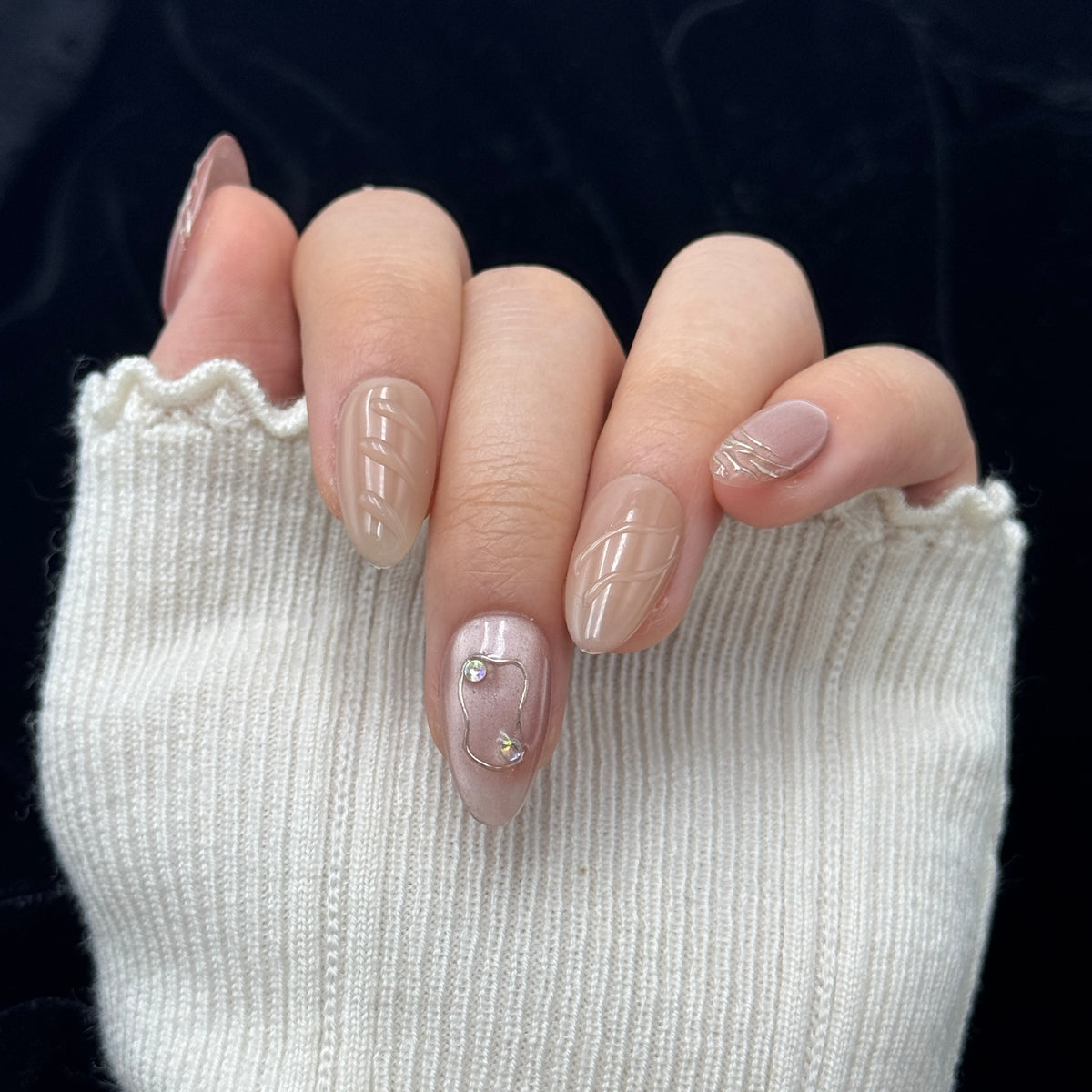 Mocha Silk Almond Press On Nails