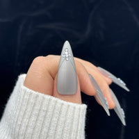 Silver Mist Stiletto Press On Nails